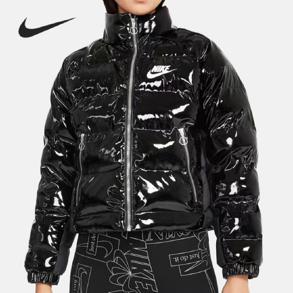 스포츠웨어 클래쉬 합성 필 재킷 여자 유광 패딩 숏패딩 블랙 CU6713-010