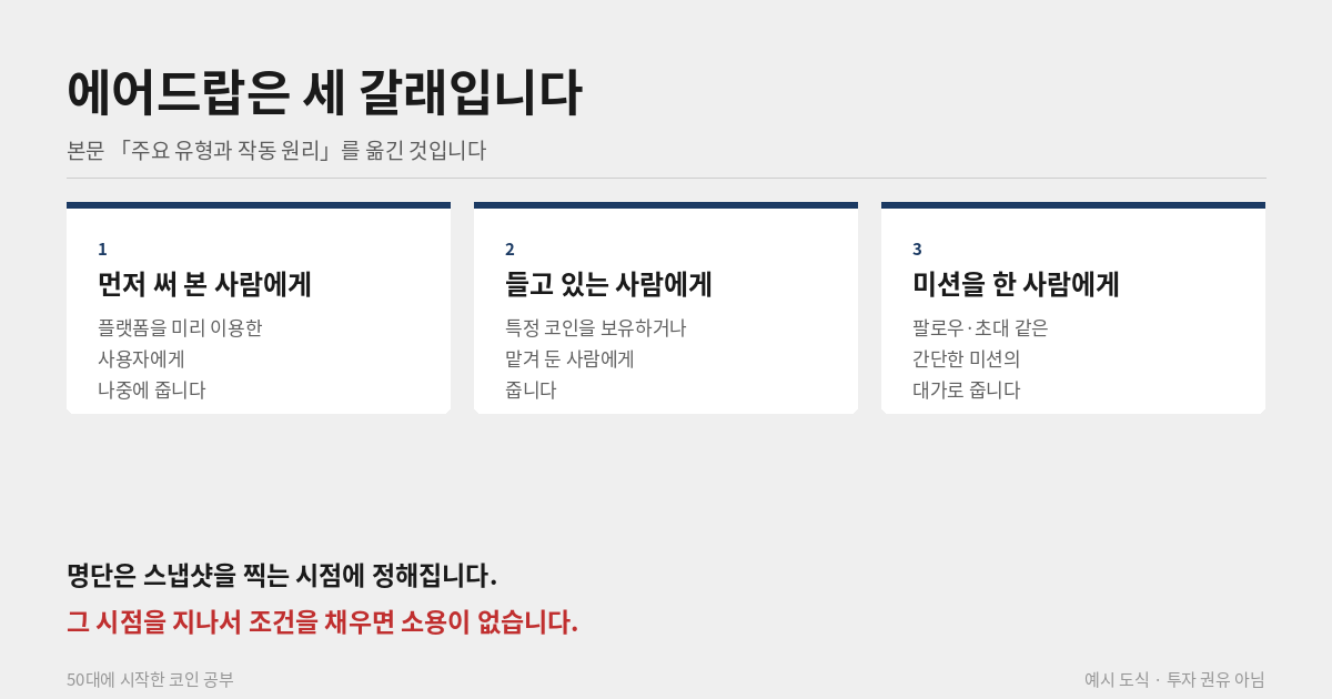에어드랍 유형 세 가지 정리