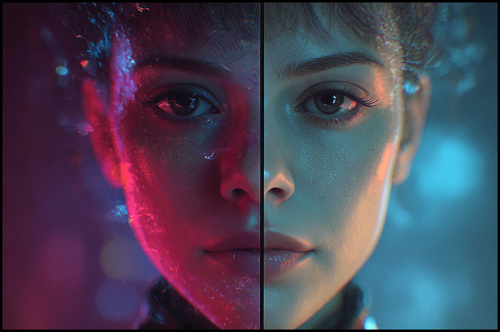 프롬프트 오류와 개선 결과를 비교한 Midjourney 대조 이미지