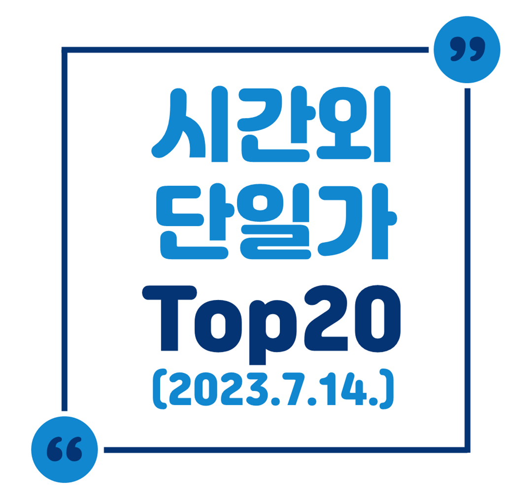 시간외 단일가 Top 20 (2023.7.14.)