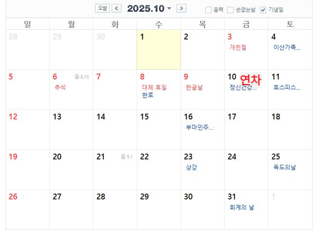 2025년 황금연휴