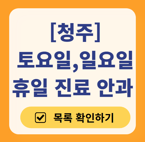 청주 주말 일요일 문 여는 안과 목록 ❘ 토요일, 공휴일 진료 영업 병원 찾기