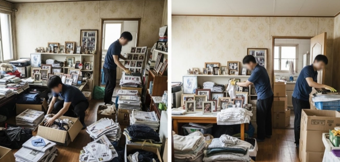 옥천 고독사 청소 및 정리중