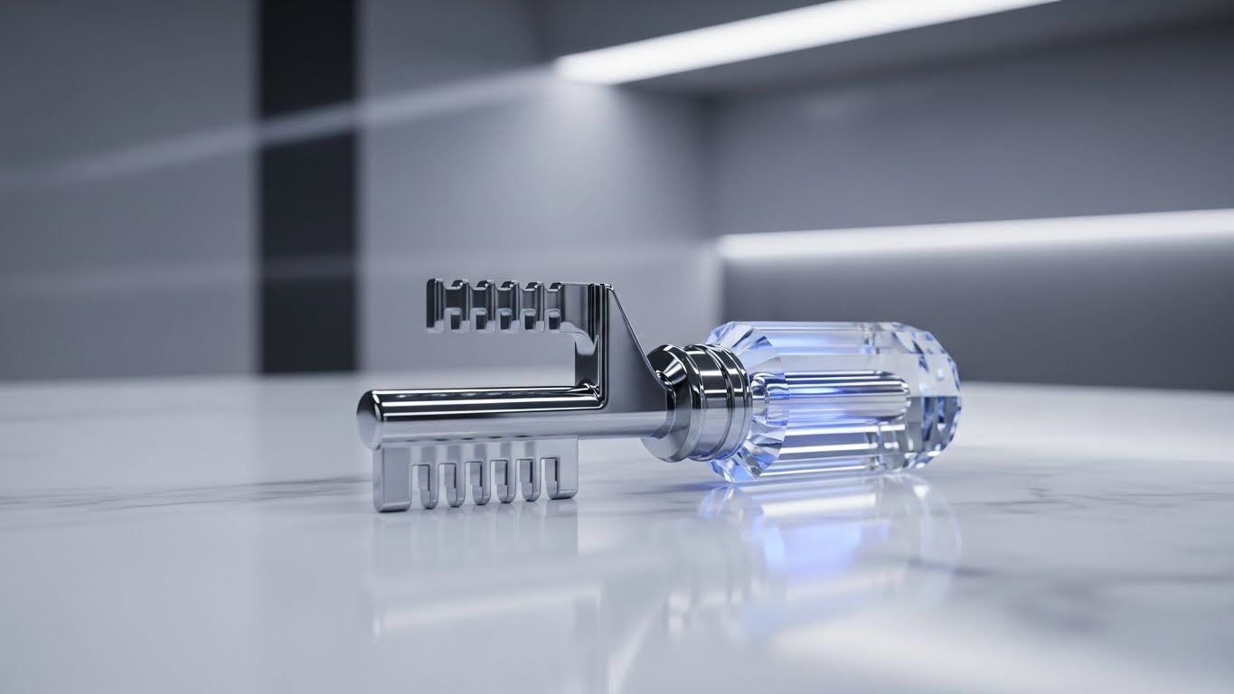 자신의 뇌와 환경을 통제하여 비즈니스 성공의 열쇠를 쥐었음을 상징하는 이미지