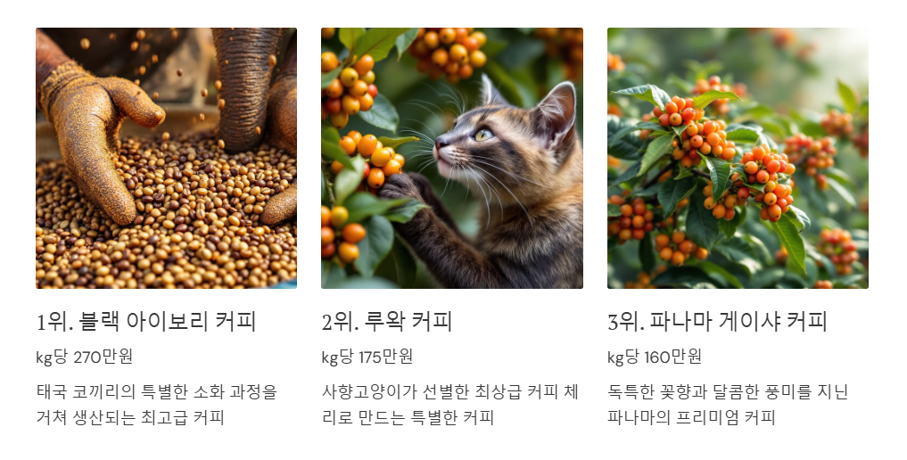 세계에서 가장비싼 커피 top5