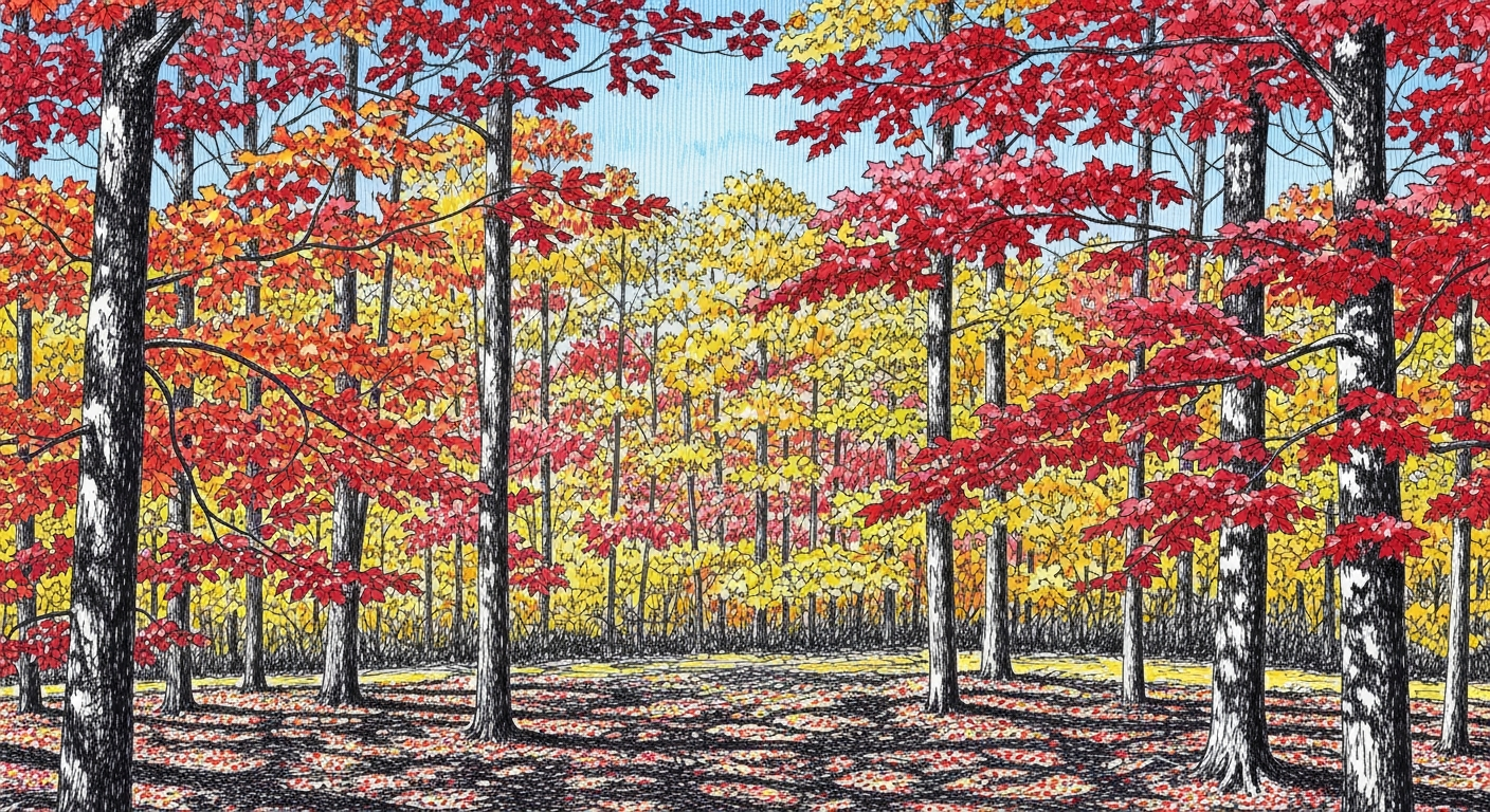 일교차로 선명해진 단풍나무 숲