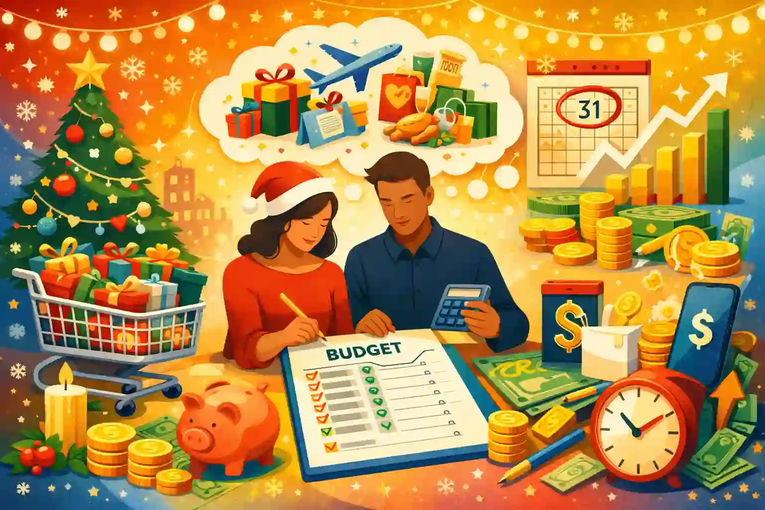 앞으로 다가오는 연말에는 조금 더 계획적인 소비를 하고자 하는 일러스트 사진