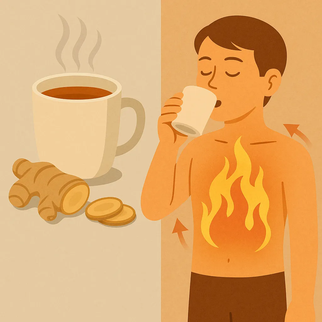 생강차가-체내-혈액순환을-촉진하여-몸을-따뜻하게-만드는-과학적-원리를-표현한-이미지