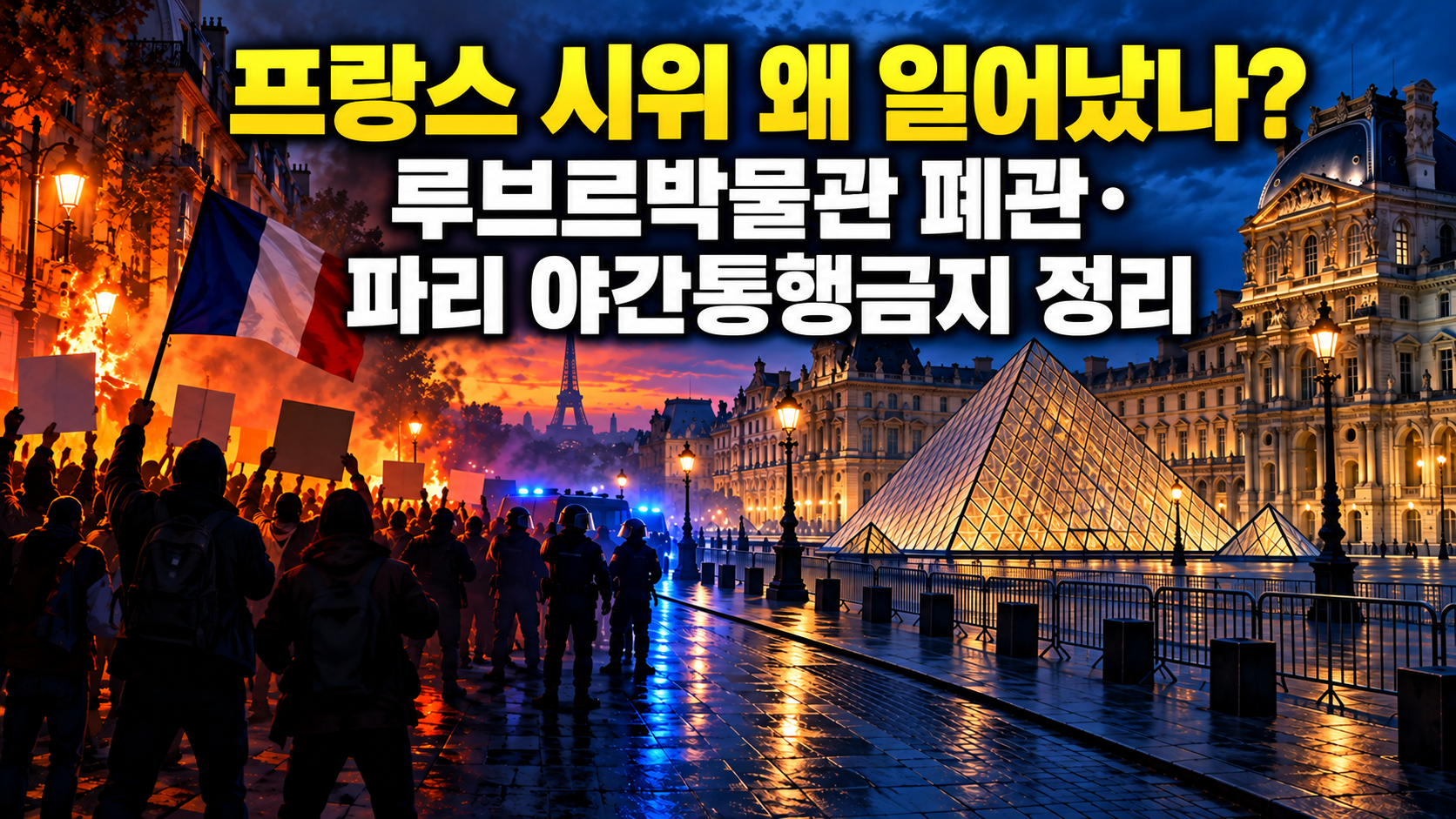 프랑스 시위 왜 일어났나? 루브르박물관 폐관&middot;파리 야간통행금지 정리 관련 사진