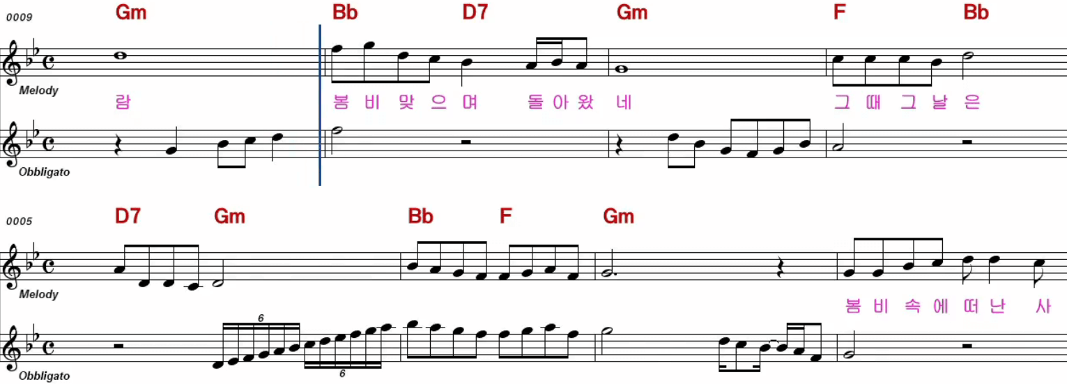이은하 봄비 악보