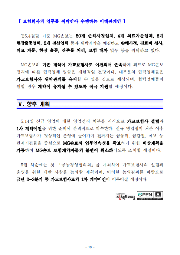 MG손해보험 파산