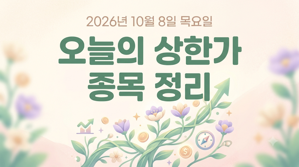 2026년 10월 8일 상한가 종목 정리하기 오늘의 상한가 썸네일 이미지