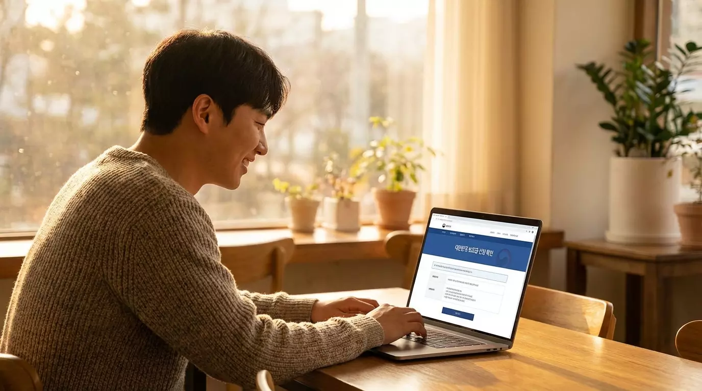 청년이 국민취업지원제도를 확인하는 장면