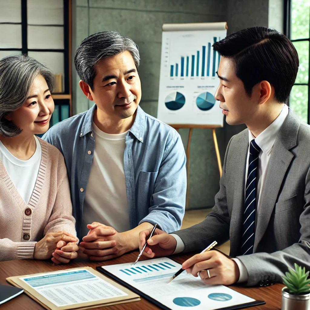 중년 부부의 국민연금 상담 장면