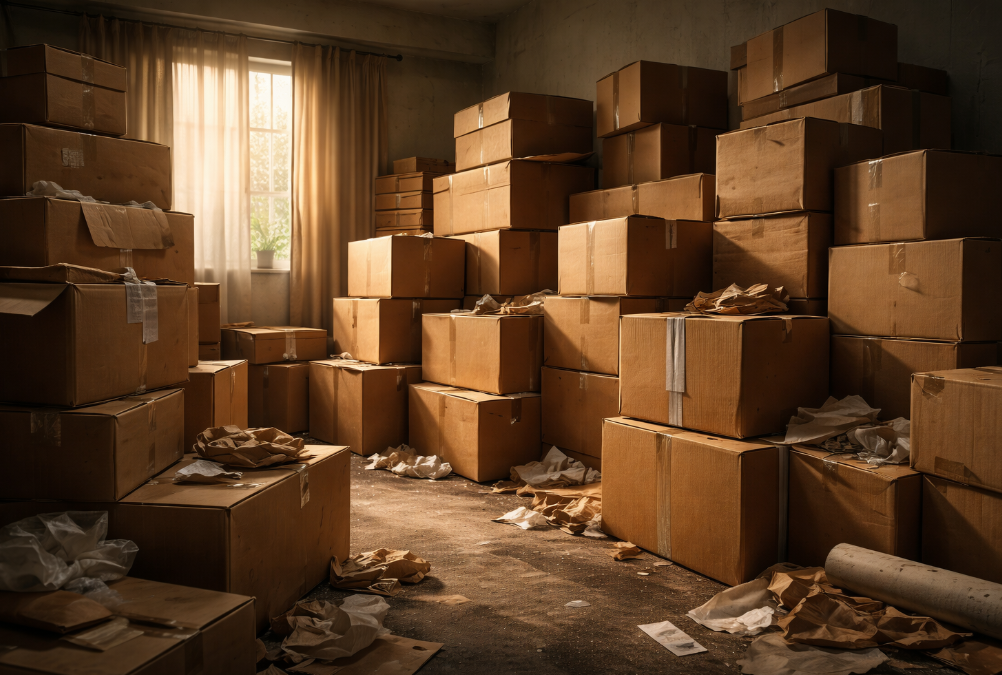 박스째 쌓아 둔 물건이 삶의 정체를 만드는 구조