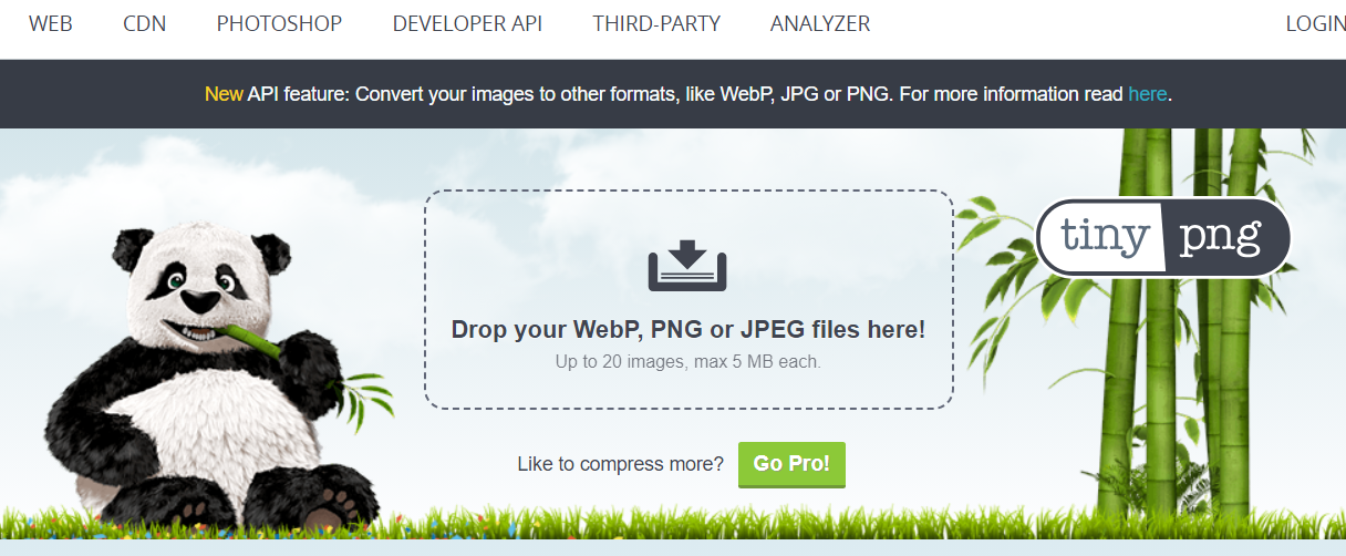 TinyPNG: PNG 및 JPEG 압축 전문