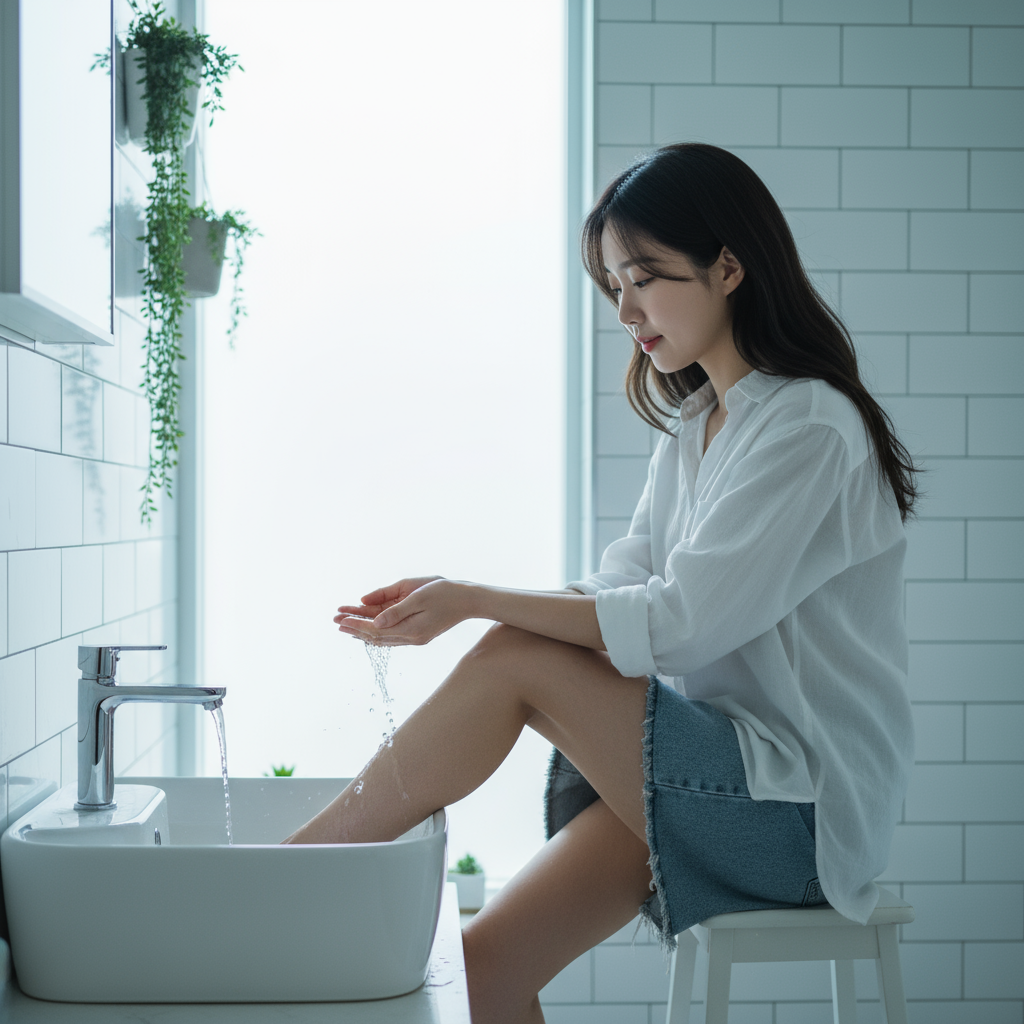 흐르는 차가운 물에 담그기