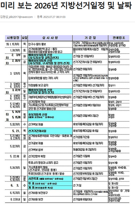 2026년 지방선거 전체 일정 더보기