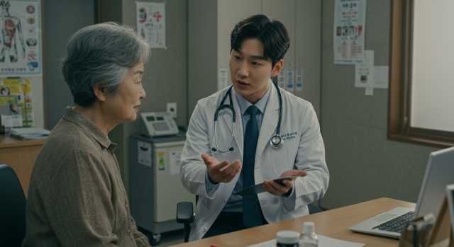 의사가 감염에 대해 설명하는 장면