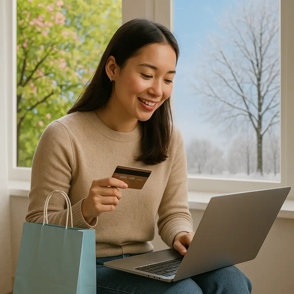 계절이-바뀌면서-복장과-생활환경의-변화가-소비심리에-영향을-주어-온라인쇼핑-구매패턴이-달라지는-과정을-표현한-이미지