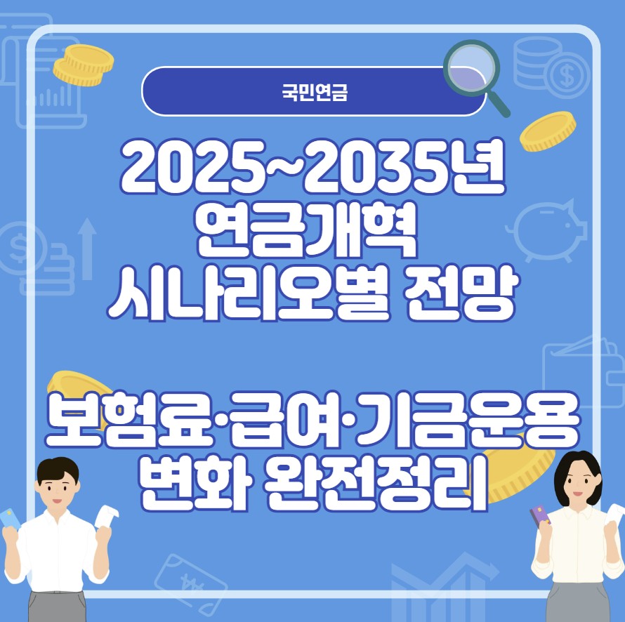 2025~2035년 연금개혁 시나리오별 전망: 보험료·급여·기금운용 변화