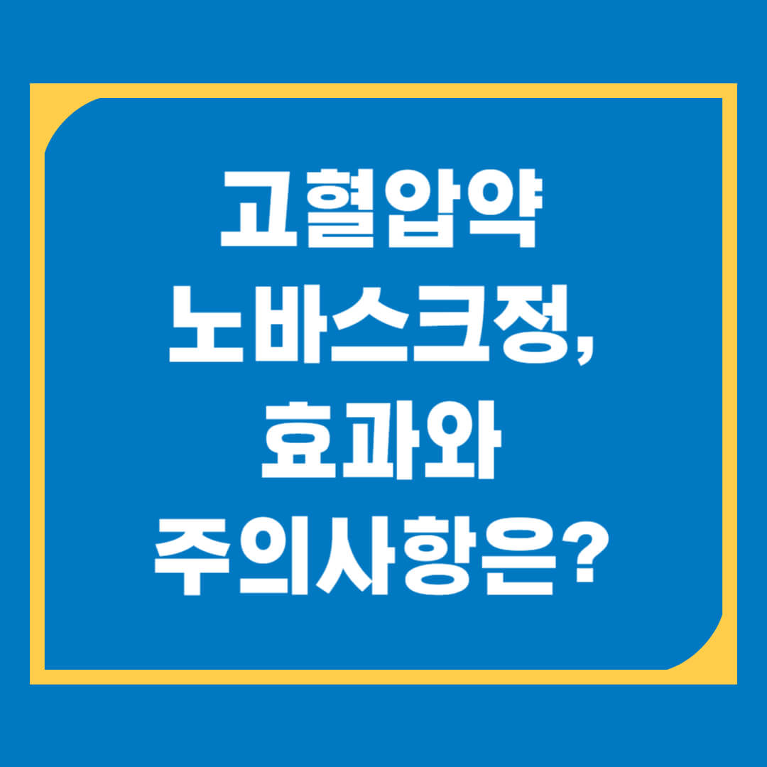 노바스크정 5mg 효능, 복용법, 주의사항 및 실제 효과는?
