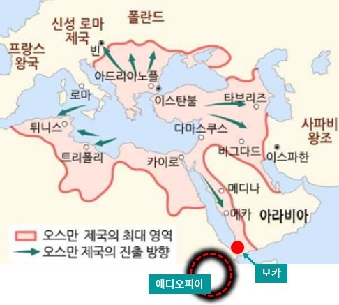 오스만 제국 진출 방향과 최대 영역