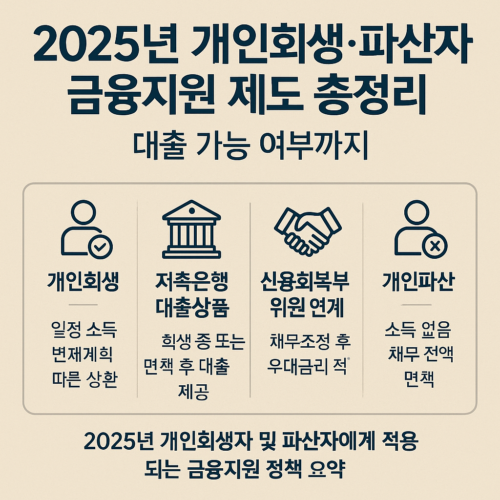 2025년 개인회생자 및 파산자 금융지원 제도 요약 이미지