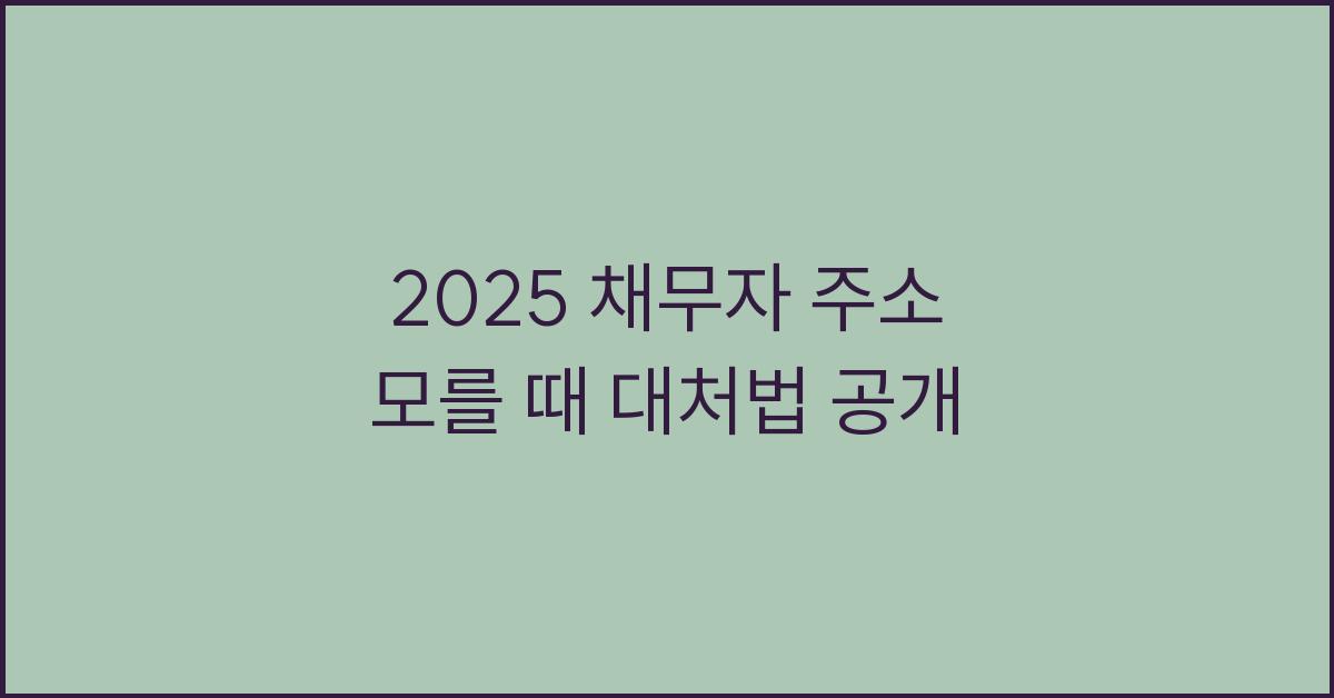 2025 채무자 주소 모를 때