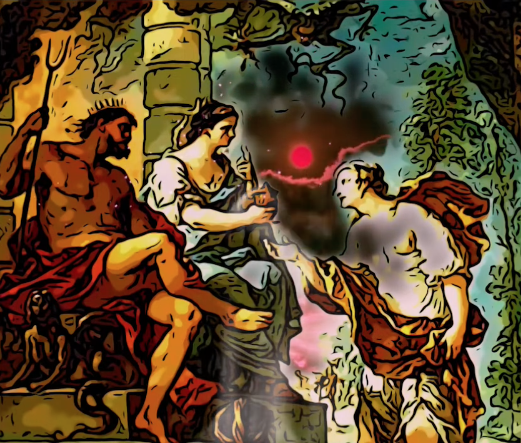 아프로디테의 심부름으로 지하세계에서 페르세포네를 만나는 프시케