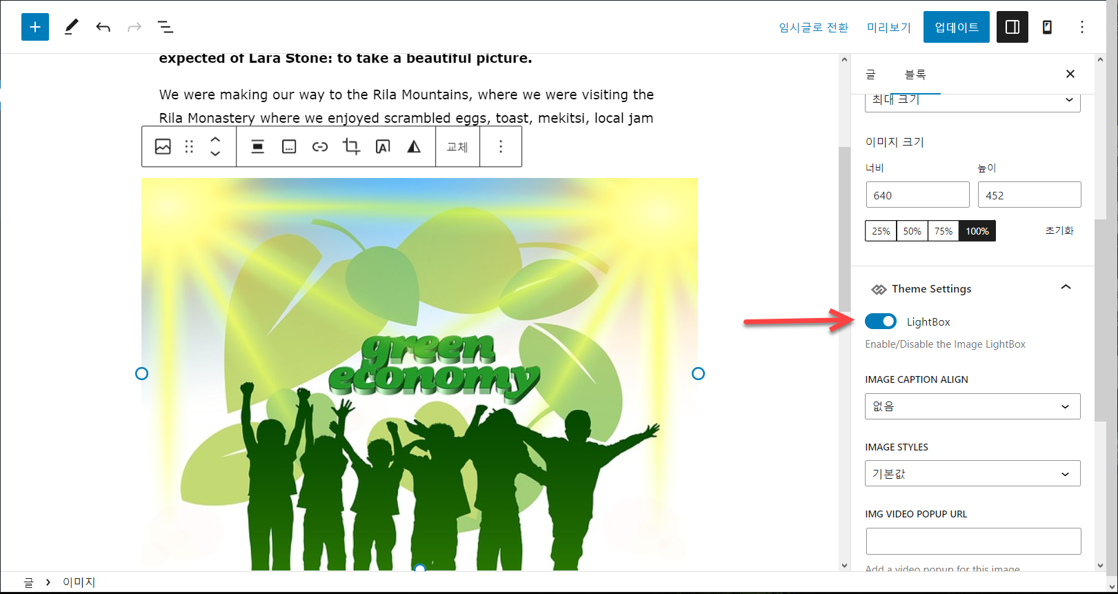 뉴스페이퍼 테마: 이미지 라이트박스 (모달 창) 설정 방법