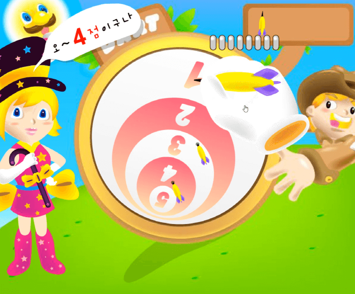 다트-쥬니어네이버-플래시게임-플레이2-다트를-던지고-4점을-획득하는-화면