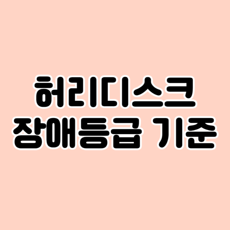 허리디스크 장애등급 기준