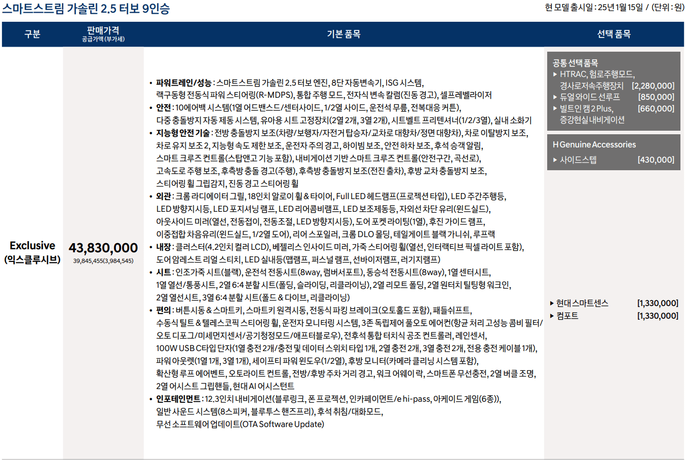 가솔린 2.5 터보 9인승