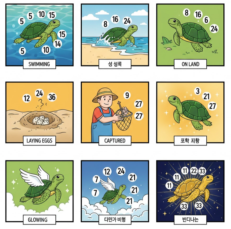 거북이 행동별 로또 번호 - 상황에 따른 맞춤 번호 추천