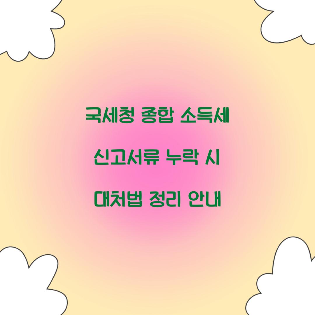 국세청 종합 소득세 신고서류 누락 시 대처법