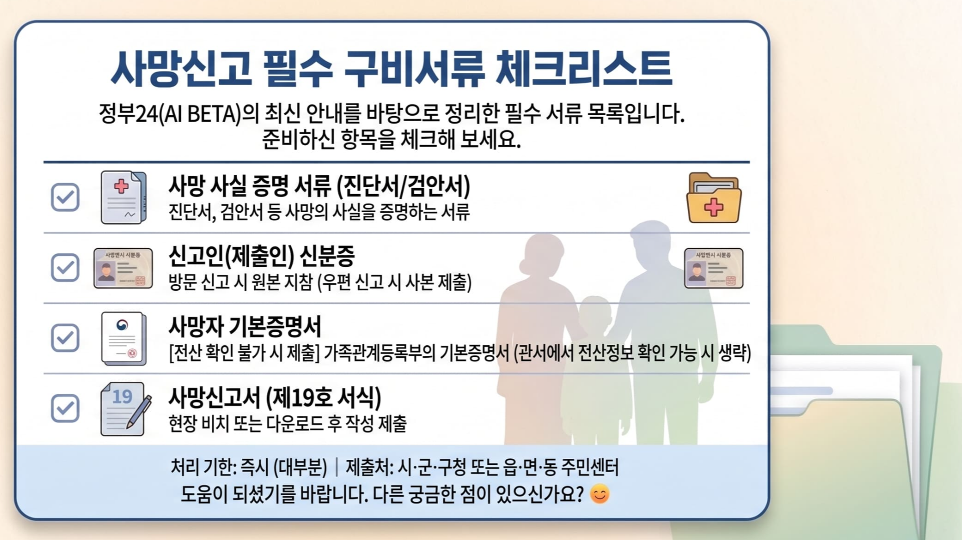사망신고 준비서류 체크리스트 이미지