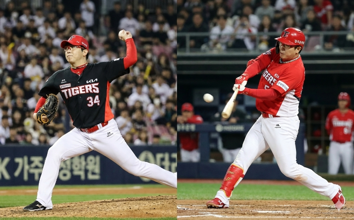 양현종 투수와 최형우 타자의 경기 모습