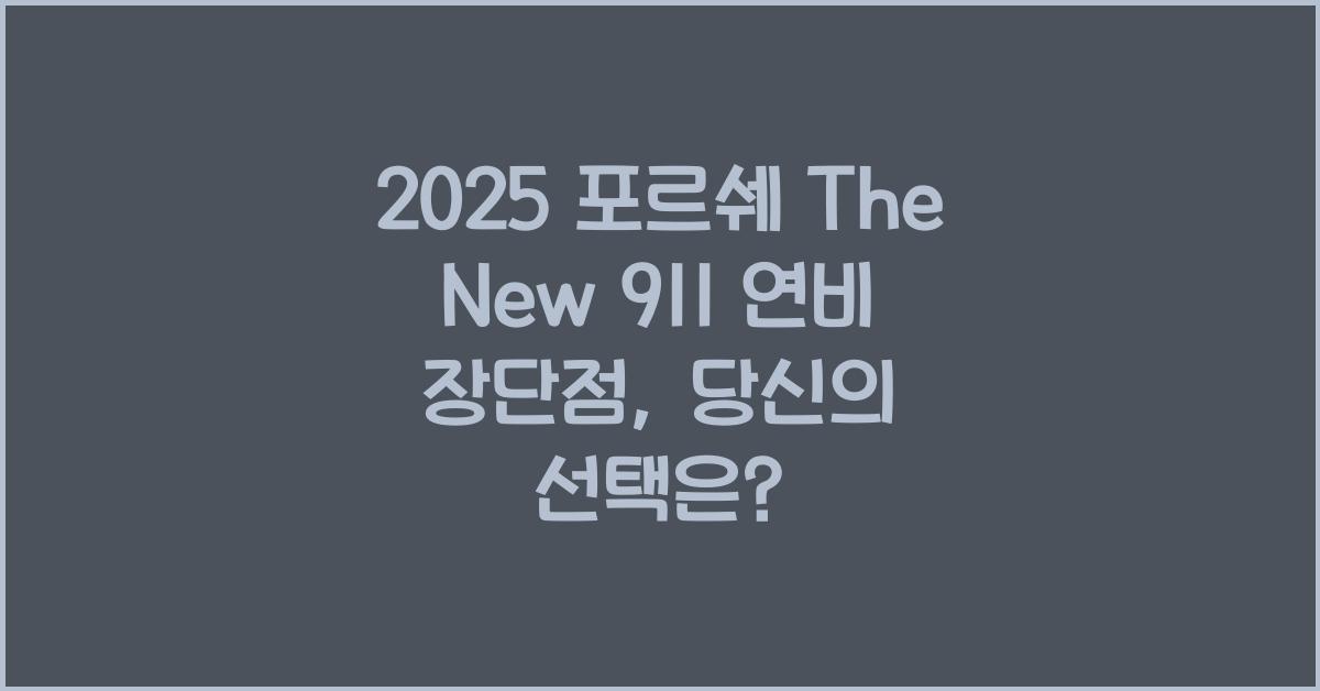 2025 포르쉐 The New 911 연비 장단점