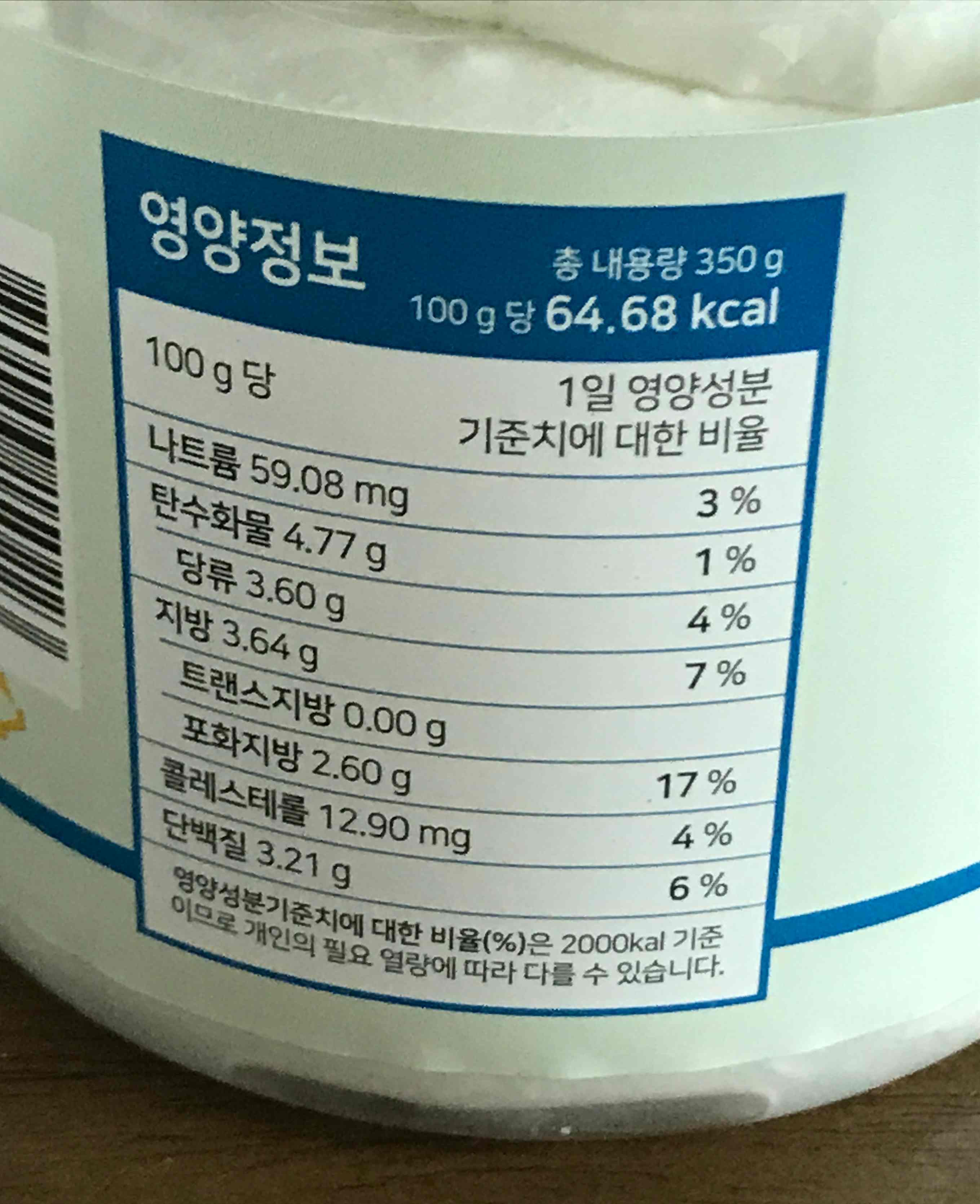 호호목장 그릭요거트 칼로리, 영양정보