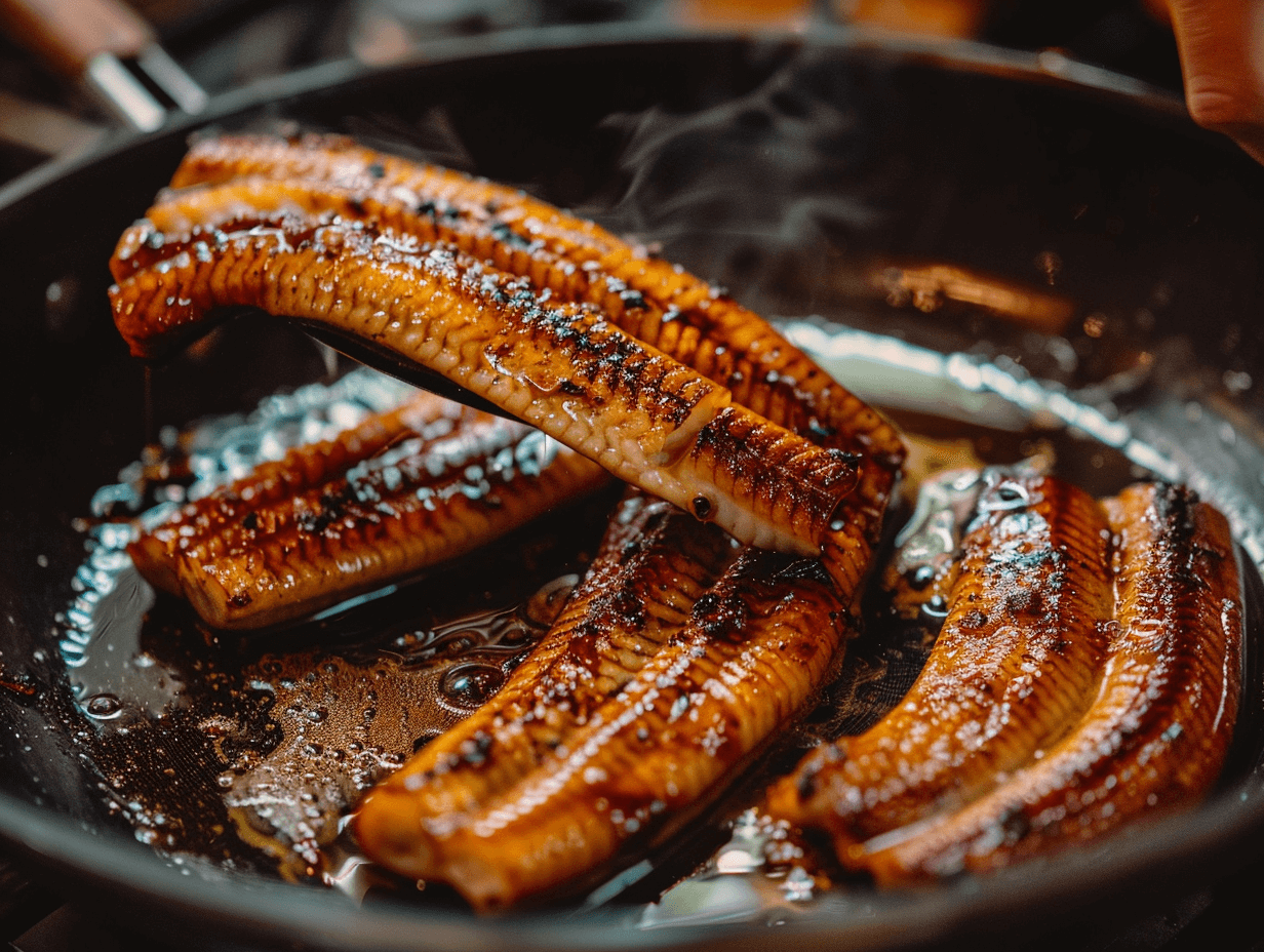 프라이팬에서-장어-굽는-모습