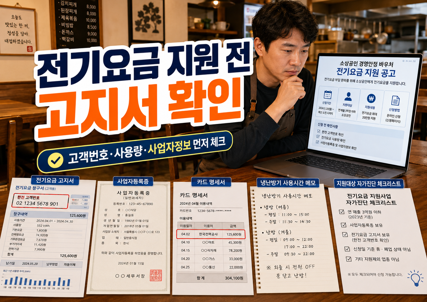 소상공인 전기요금 지원 경영안정 바우처 계약전력 고지서 확인