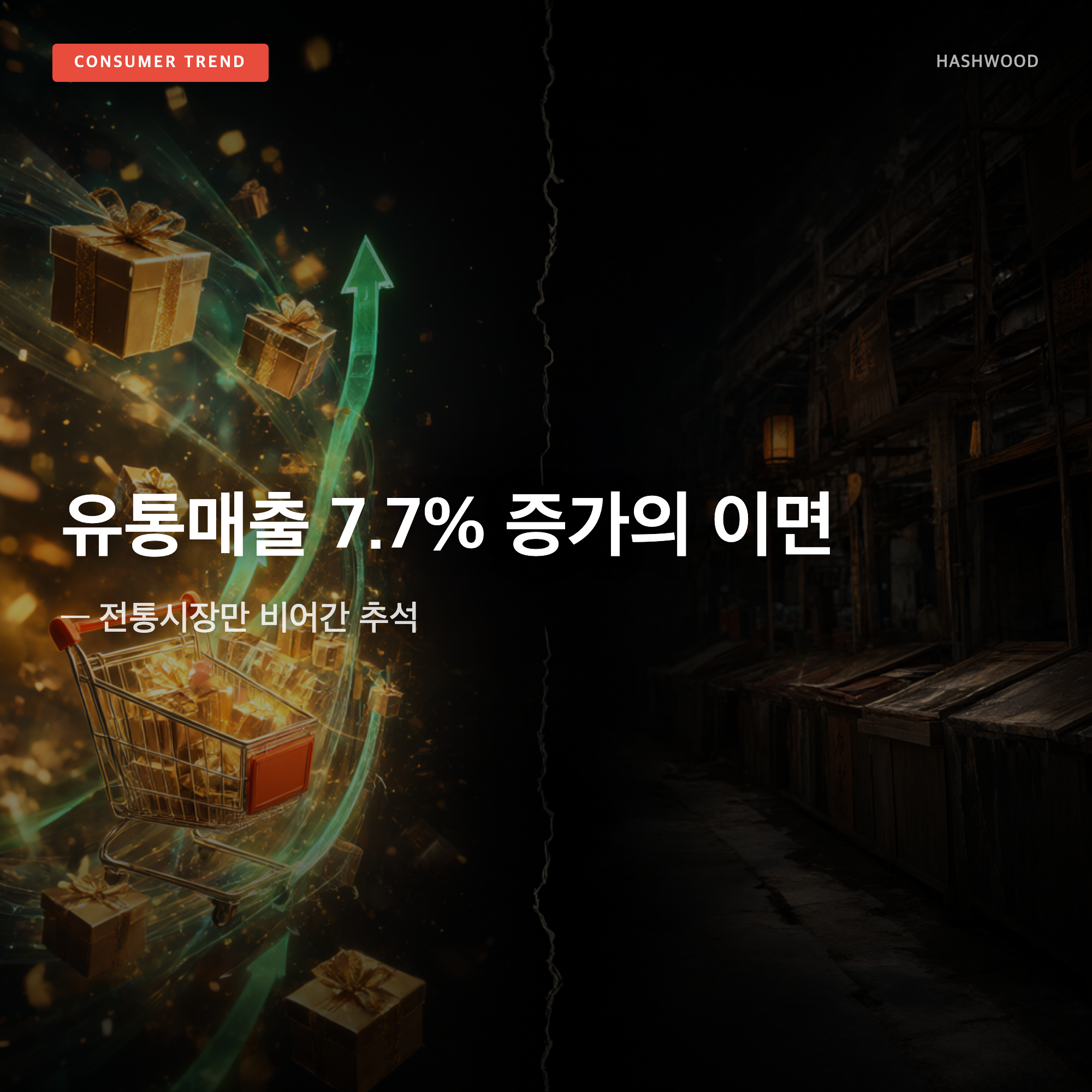 그림: 유통매출 7.7% 증가의 이면 — — 전통시장만 비어간 추석