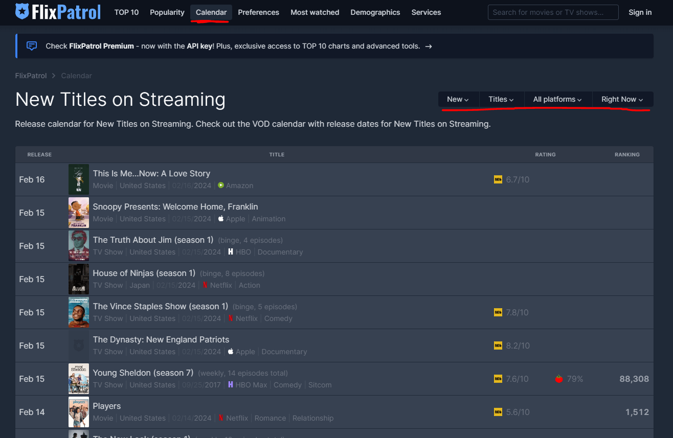 넷플릭스 등 OTT 콘텐츠 달력