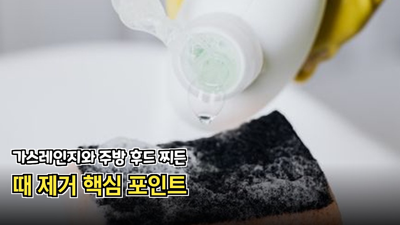 다용도 세정제로 물때를 지우는 모습