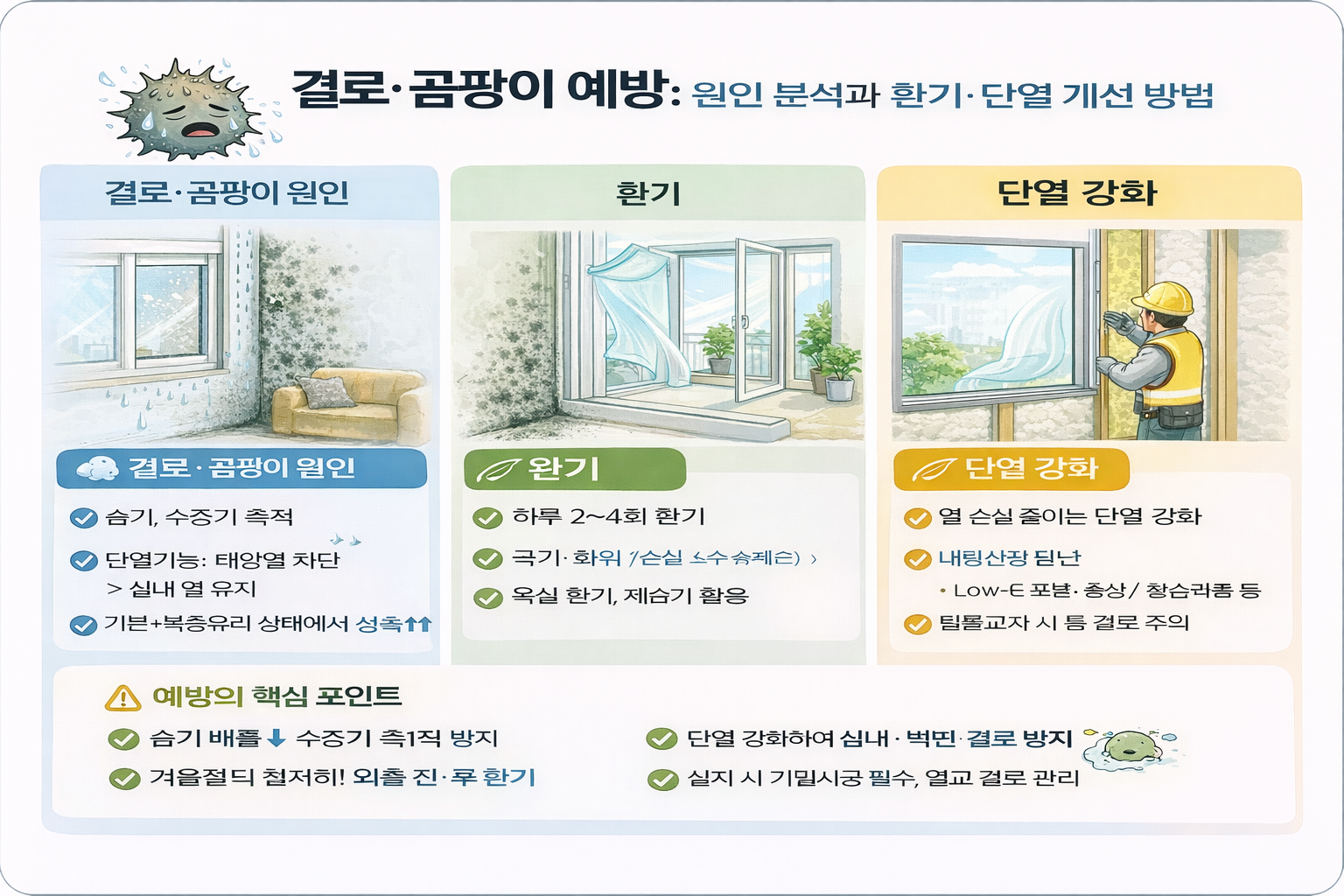 결로·곰팡이 예방: 원인 분석과 환기/단열 개선 방법(결로, 곰팡이, 환기)
