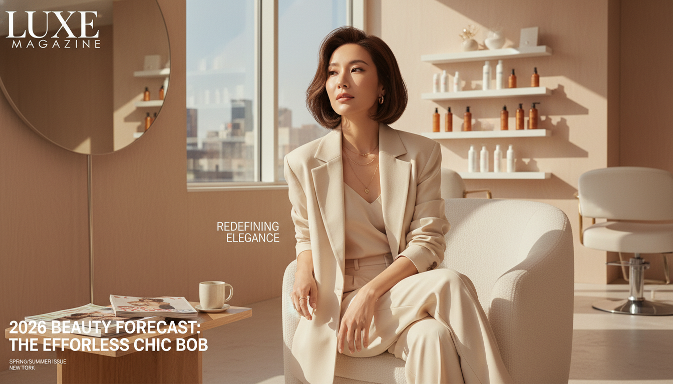 세련된 단발머리와 동안 헤어스타일링으로 변신한 매력적인 여성의 모습