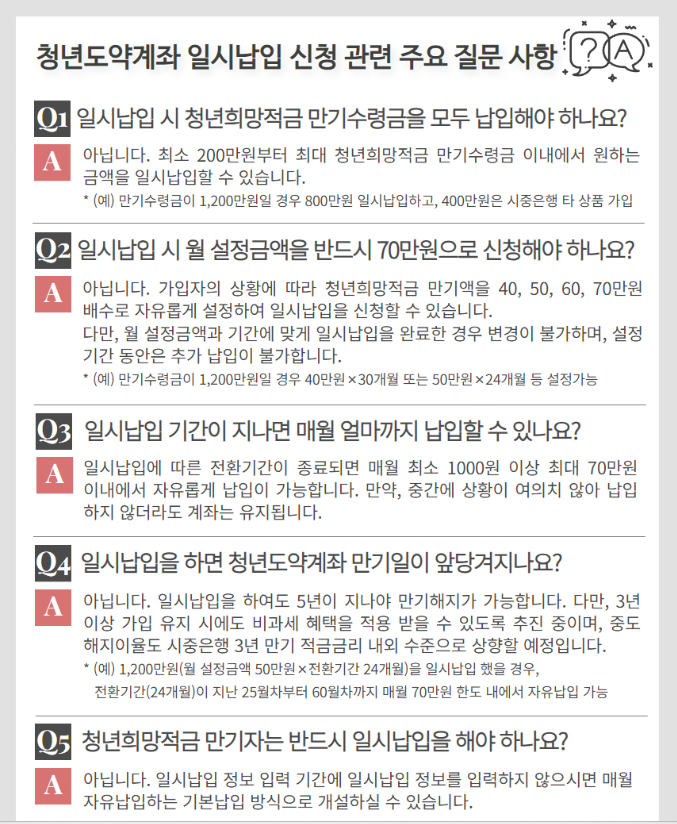 청년도약계좌 조건 환승 일시납입 신청기간