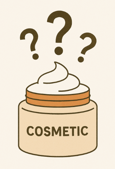 화장품 위 물음표가 그려진 이미지