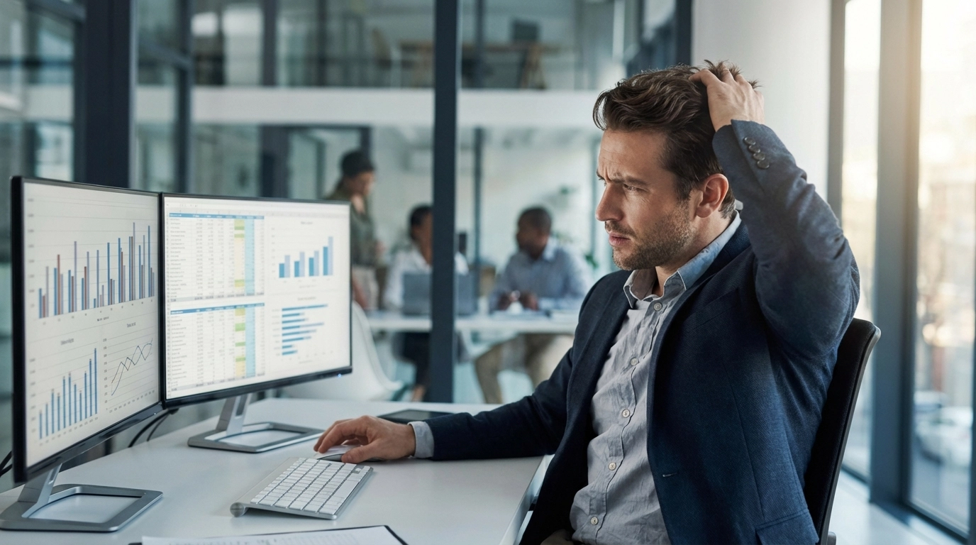 성과급 감소를 걱정하는 직장인의 모습